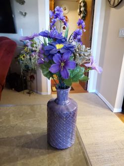 Handmade acrylic pour vase, purple and gold