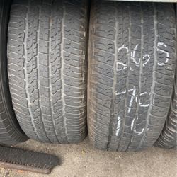 I got two tires in good condition they have about 50 to 60% size number 265/70/16