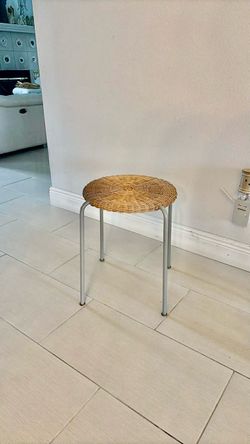 Wicker Top Metal Stool