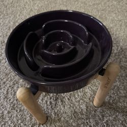 Ceramic Slow Feeder Bowl For Dogs With Stand 