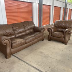 Leather Sofa & Chair 