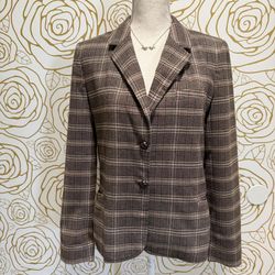 Love tree brown plaid blazer with elbow pads