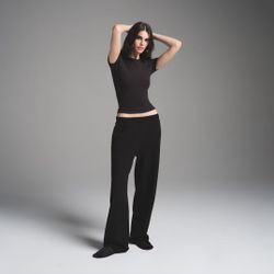 Skims Cotton Fleece Classic Straight Leg Pant Onyx MSRP $74 IN XS, S, AND MEDIUM