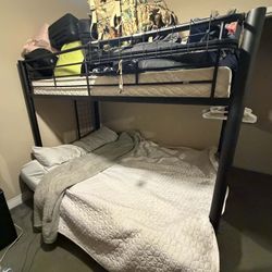 Black Metal Twin Over Full Futon Bunk Bed