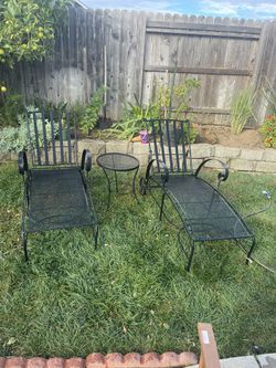 Aluminum Chaises And Table