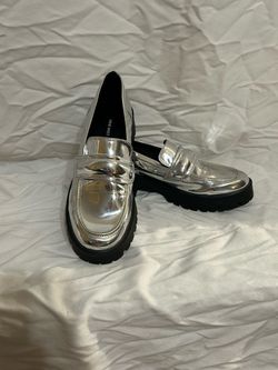 Nine West Silver Metallic Platform Loafers