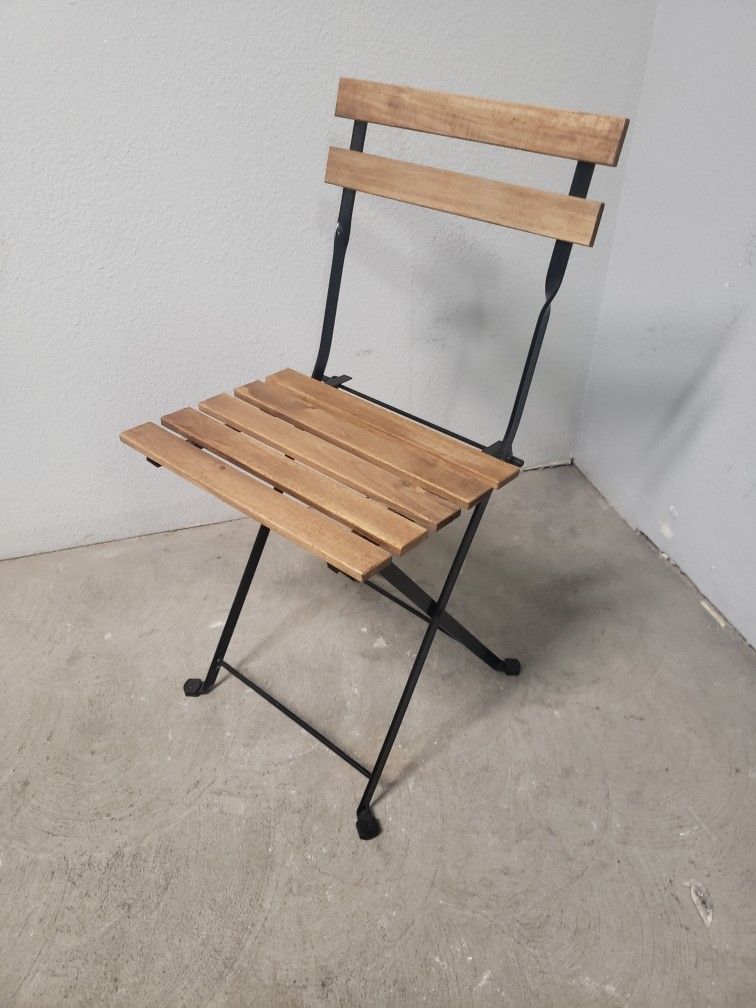 Set of 3 Foldable Wooden and Metal Bistro Chairs