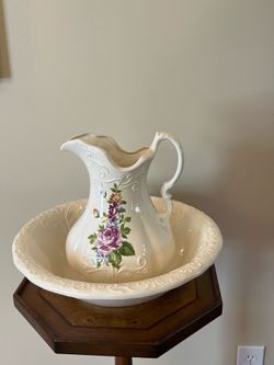 Vintage Ironstone England Pitcher & Wash Basin