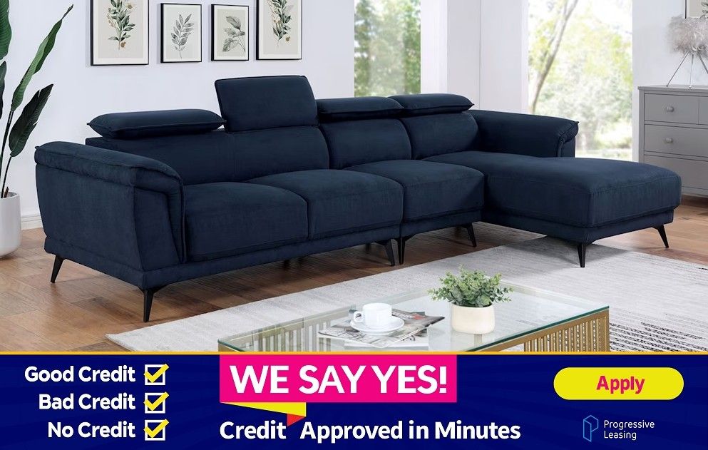 FINANCE TODAY! - Navy Contemporary Sectional Mid Century Style Couch Sofa Sectional