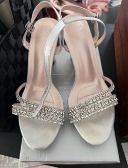 Silver Rhinestone Strappy Heeled Sandals