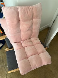 TWO Folding plush pink floor chairs