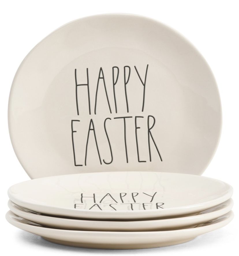 Rae Dunn 4 Piece Happy Easter Plates