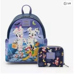 Loungefly Disney Mickey & Friends Mummies Halloween Mini Backpack & Wallet