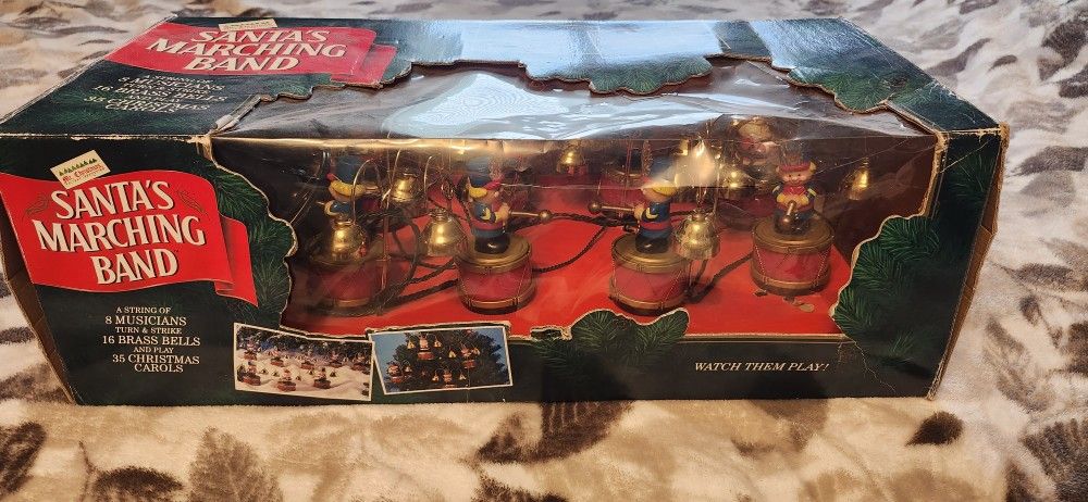 Vintage Mr. Christmas Santa's Marching Band Musical Bells 35 Carols 1991 WORKS