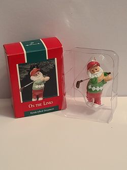 Vintage Hallmark "On the Links" Santa Golfing Ornament 1989 Keepsake Golf