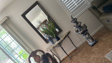 2 Pc Mirror And Cast Iron Table