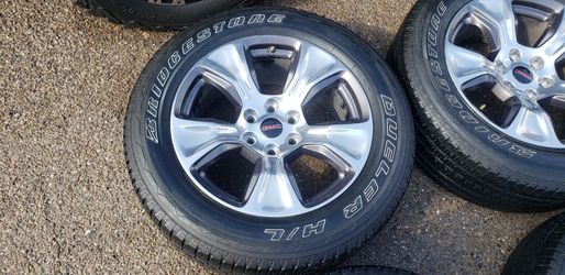 20" GMC wheels and Bridgestone tires