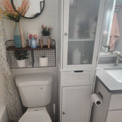 White Cabinet 67in By L 15in W