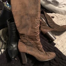 Size 9- Brown Heeled Boots