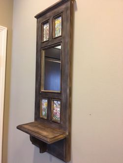 Vintage reconditioned wall shelf/mirror