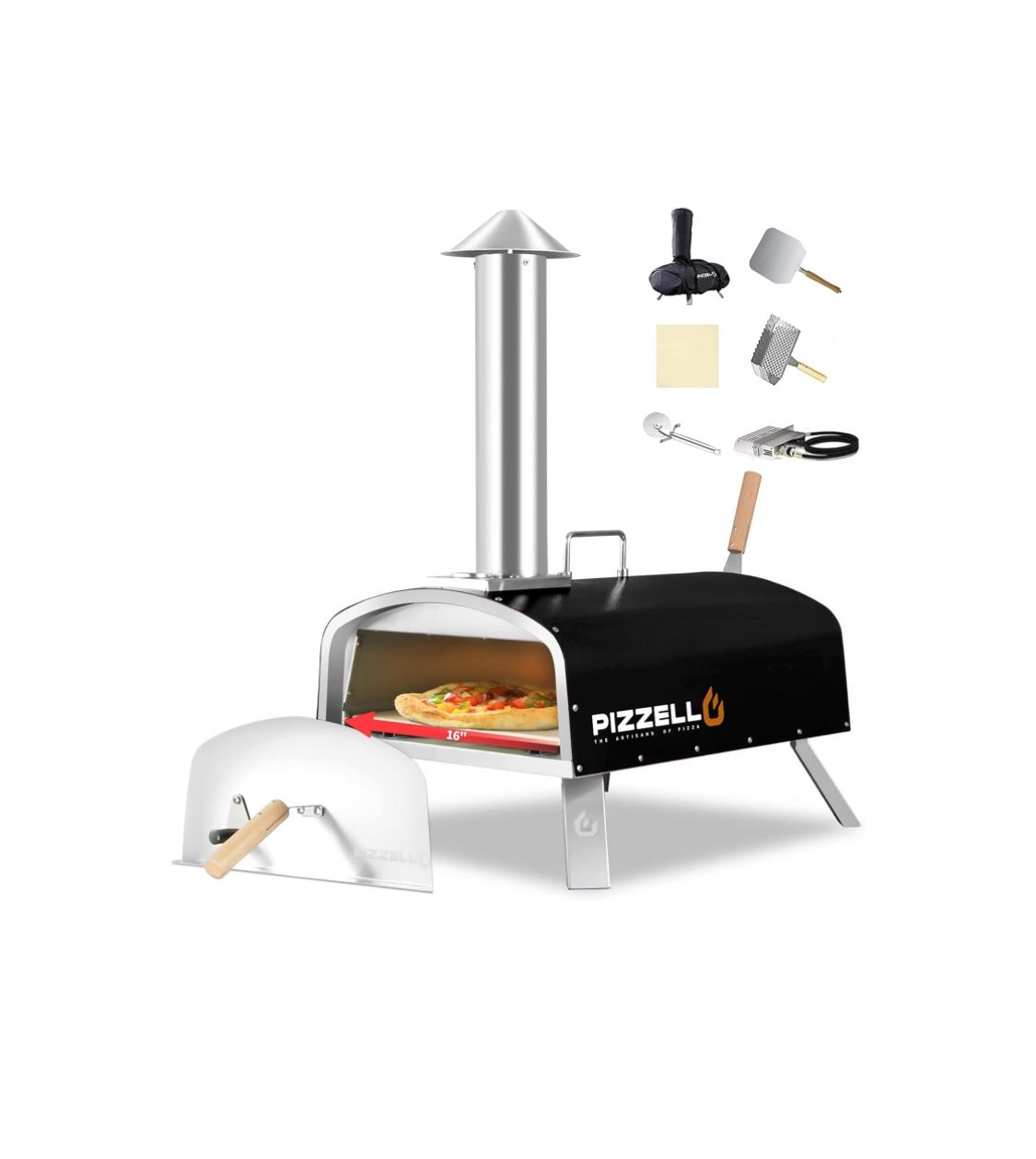 PIZZELLO 16 Outdoor Pizza Oven Propane Wood Fired Pizza Maker