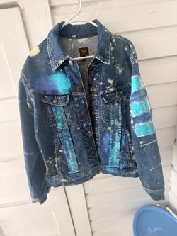 CAUTION HUMAN Custom Painted Lee Jean Jacket (Large)