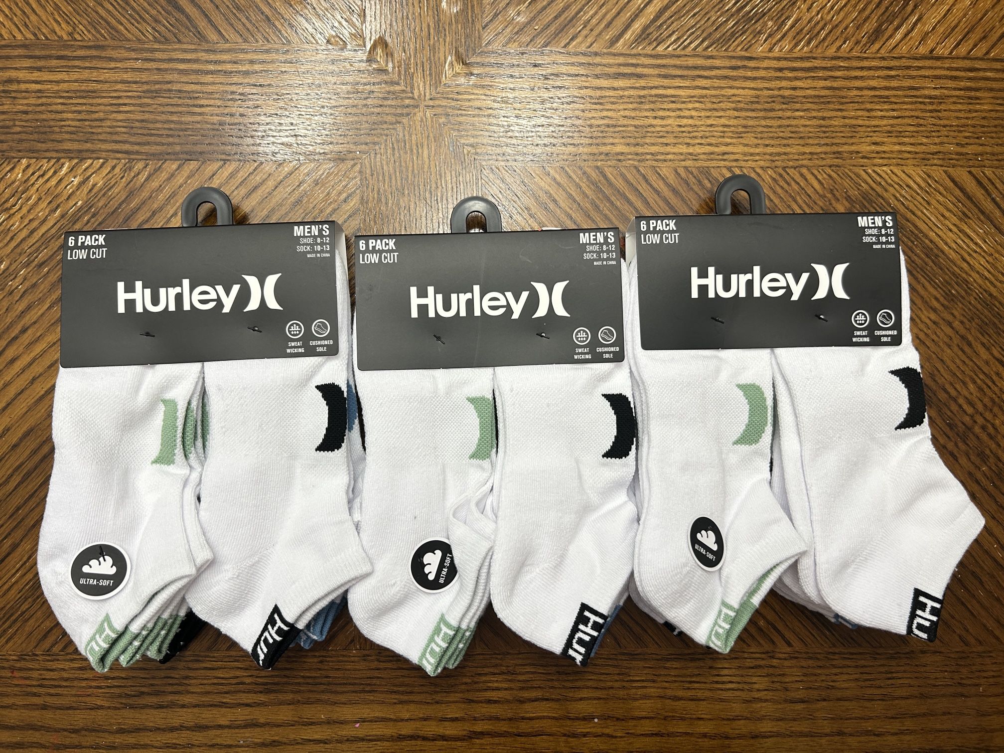 NWT Hurley Men's cushioned ultra soft Low Cut Socks 18 pairs
