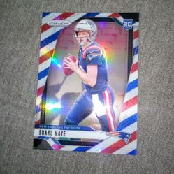 Drake Maye Prizm Red White Blue Rookie Card $40