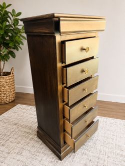 Dark wood finish lingerie dresser