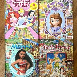 Like New! Lot of 4 Disney Look and Find Books Princess Sofia Moana Peter Pan Hardcover
