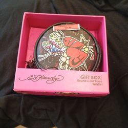 Ed Hardy Gift Box Coin Purse Wristlet 