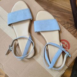 H by Halston Suede Ankle Strap Sandal Color Baby Blue Size 6.5