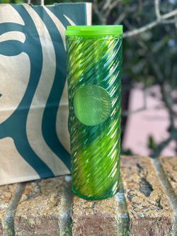 NEW Green Starbucks Swirl 16oz Tumbler With Lid & Straw 2022