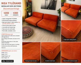 IKEA TYLÖSAND Modular Sofa Sections • Discontinued Orange
