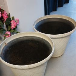Two Very Large Floral Planters