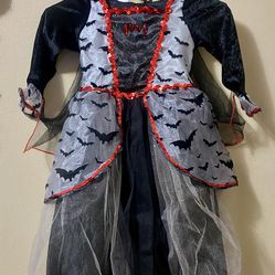 TEETOT Sparkly Tulle Bat Witch Costume Dress Halloween Queen Toddler Girls 3-4