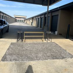 Rug, Gold Stand & Stools 60