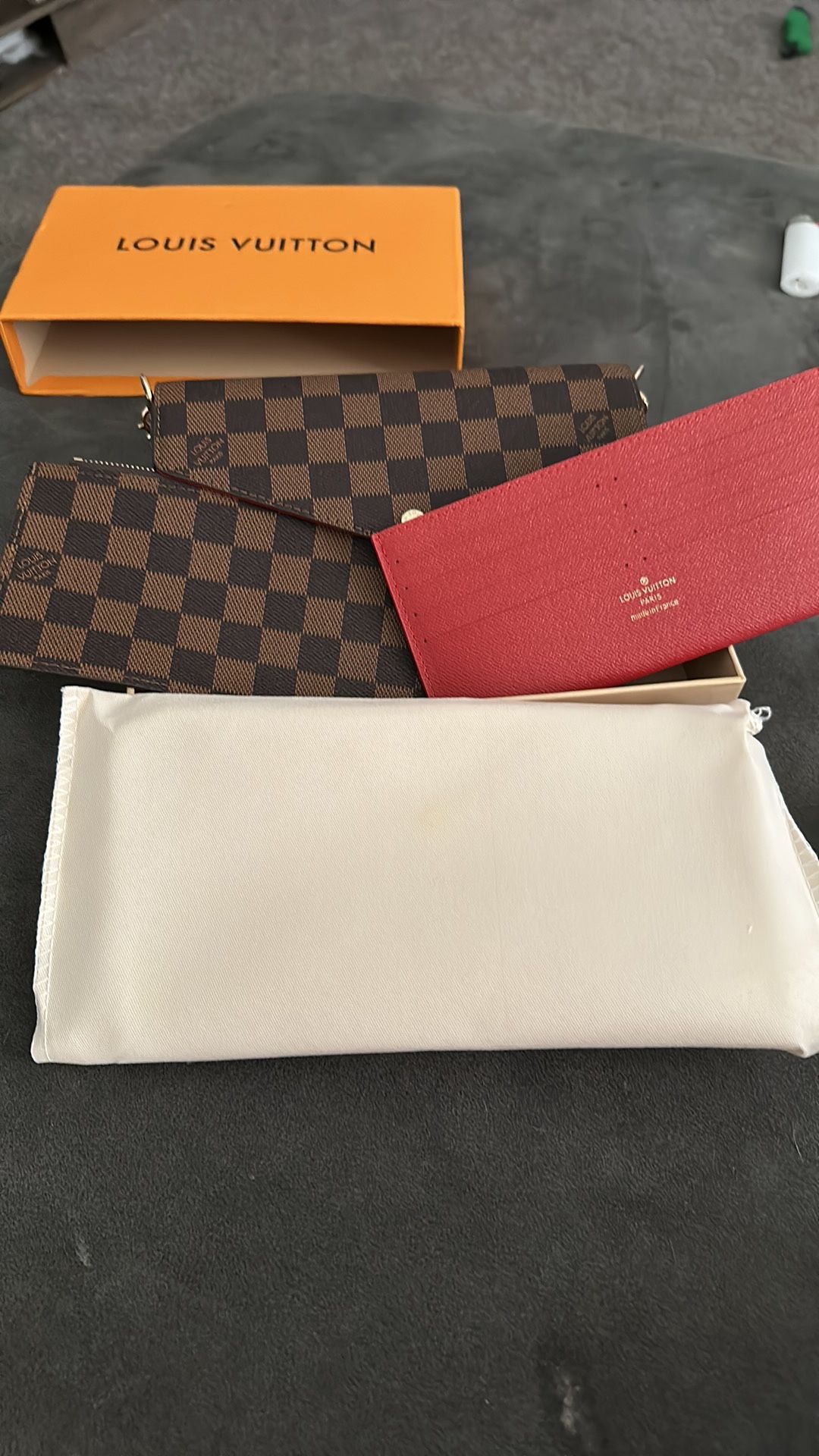 LOUIS VUITTON Damier Ebene Pochette Felicie Chain Wallet