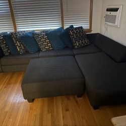 L Sectional Couches Grey/blue