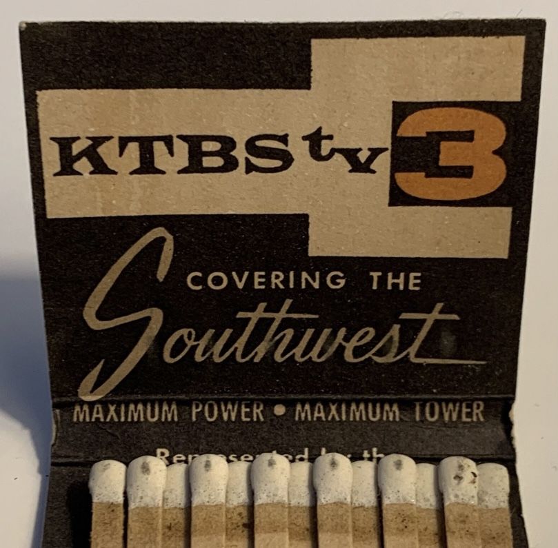 Shreveport Louisiana ~ KTBS TV 3 Television Station ~ HTF ~ Vintage Matchbook ~