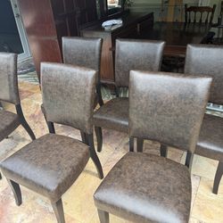 6 brown dining room chairs
