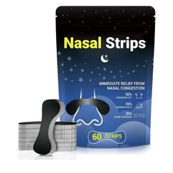 60 Pcs Nasal Strips for Snoring Extra Strength Nose Strips for Breathing with Strong Adhesion Sweat Resistant Design for All Day Use Improves Sleep an
