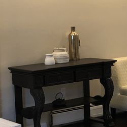 Matt black Console Side Table with 2 Drawers 