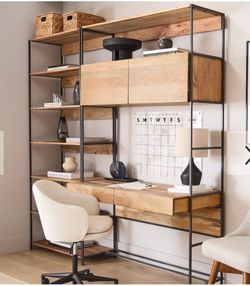 West Elm Industrial Desk and Storage Shelves Modern Wood