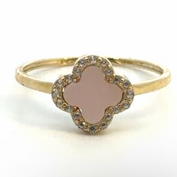 Woman’s Ladies 10k Yellow Gold CZ Cubic Zirconia Light Pink Clover Ring Size 6.5 GP3120523