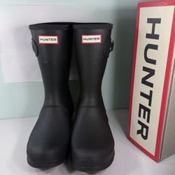 NEW HUNTER Women's Original Short Rubber Waterproof Boots Black - size 10