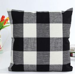 Two black and off white buffalo check pillowcases
