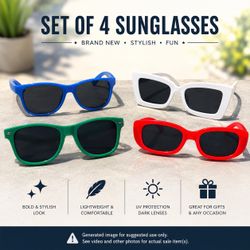Sunglasses Set of 4 Colorful UV Protection Fashion Shades Bundle