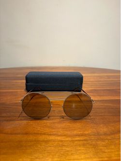 MYKITA STUDIO 1.2 Round Avant-Garde Sunglasses Light Grey Gold Black Lenses