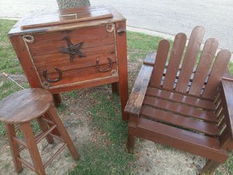 Ice chest and wood chairs